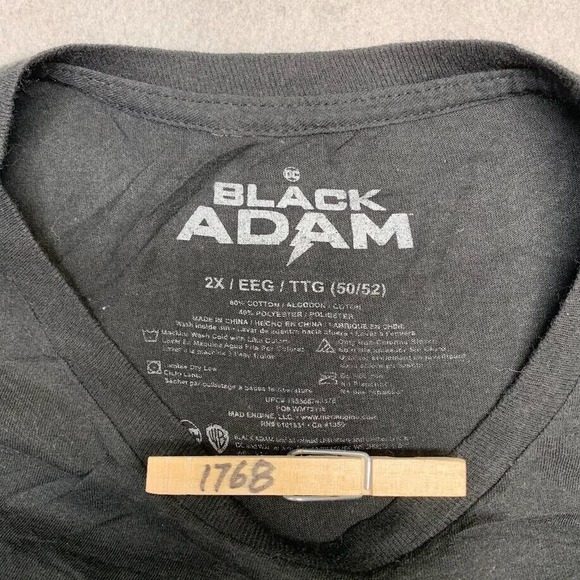 Black Adam Movie Graphic Tee Thrifted Vintage Style Size 2XL - Picture 8 of 8